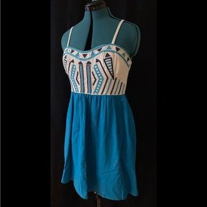 Blue and White Embroidered Dress